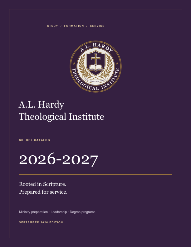 A.L. Hardy Theological Institute school catalog, 2026–2027